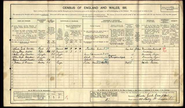 1911 census OVERTON family